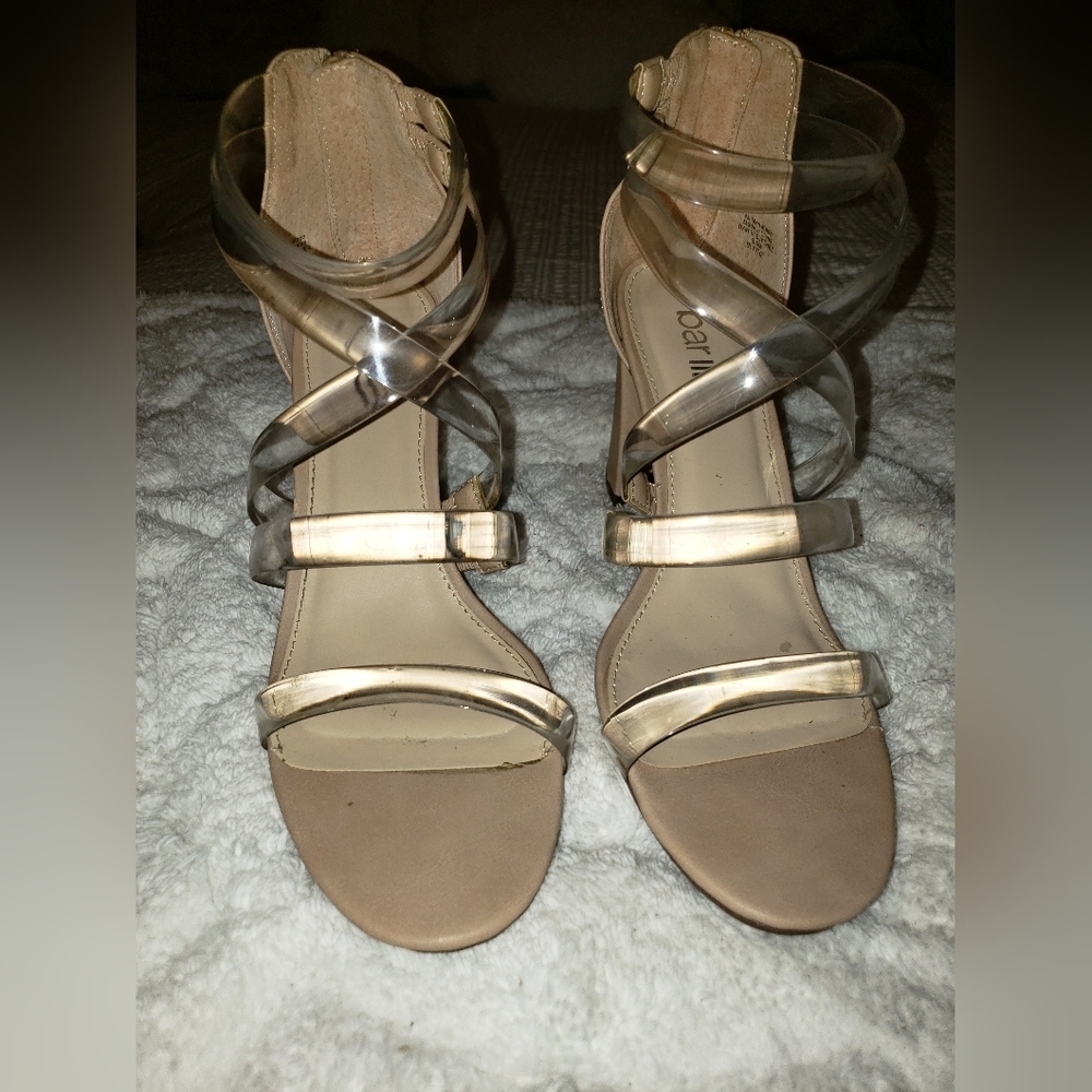 NUDE CLEAR SANDALS HEELS